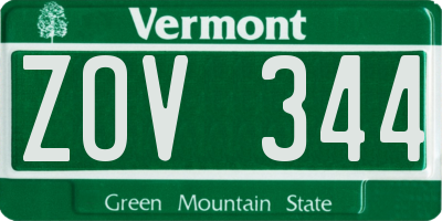 VT license plate ZOV344