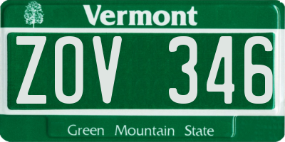 VT license plate ZOV346