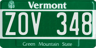 VT license plate ZOV348