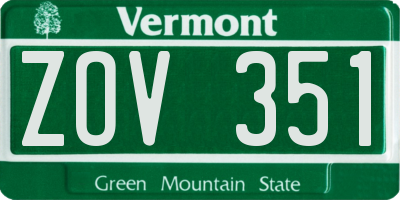VT license plate ZOV351