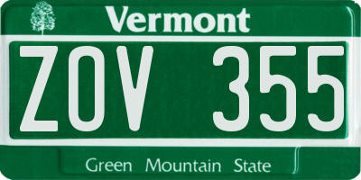VT license plate ZOV355