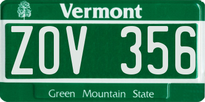 VT license plate ZOV356
