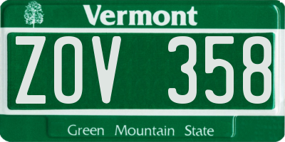 VT license plate ZOV358