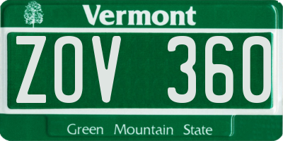 VT license plate ZOV360