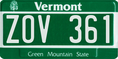 VT license plate ZOV361