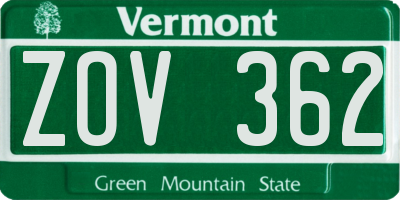 VT license plate ZOV362