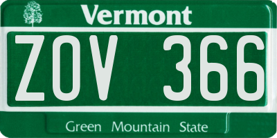VT license plate ZOV366