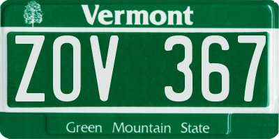 VT license plate ZOV367