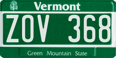 VT license plate ZOV368