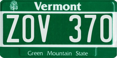 VT license plate ZOV370