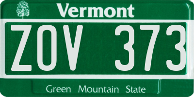 VT license plate ZOV373