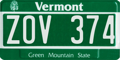 VT license plate ZOV374