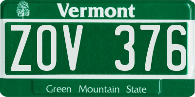 VT license plate ZOV376