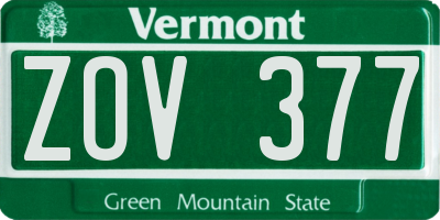 VT license plate ZOV377