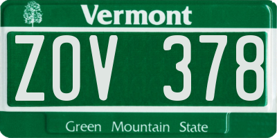 VT license plate ZOV378