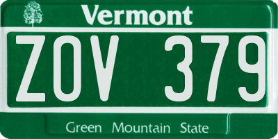 VT license plate ZOV379