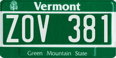 VT license plate ZOV381