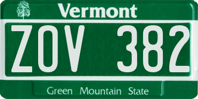 VT license plate ZOV382