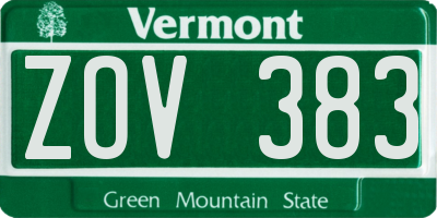 VT license plate ZOV383