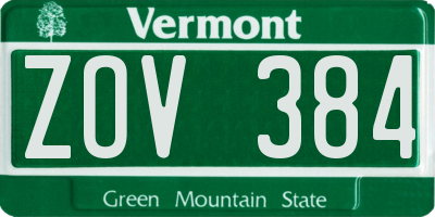 VT license plate ZOV384