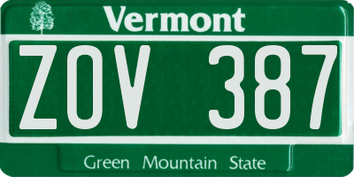 VT license plate ZOV387