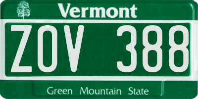 VT license plate ZOV388
