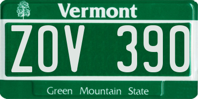 VT license plate ZOV390