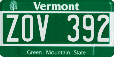 VT license plate ZOV392