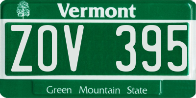 VT license plate ZOV395