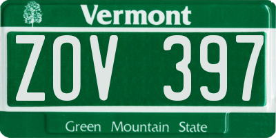 VT license plate ZOV397
