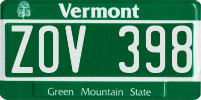VT license plate ZOV398
