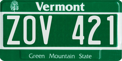 VT license plate ZOV421