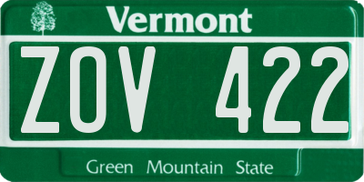 VT license plate ZOV422