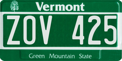 VT license plate ZOV425
