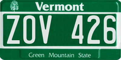 VT license plate ZOV426