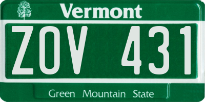 VT license plate ZOV431