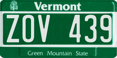 VT license plate ZOV439