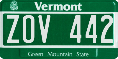 VT license plate ZOV442