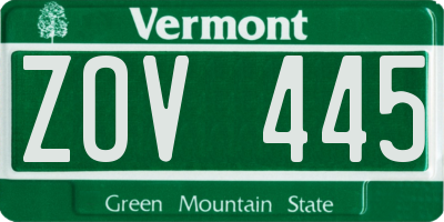 VT license plate ZOV445
