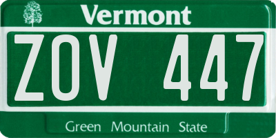 VT license plate ZOV447