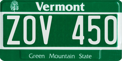 VT license plate ZOV450