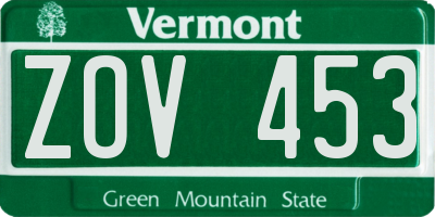 VT license plate ZOV453