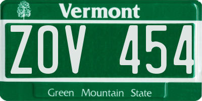 VT license plate ZOV454