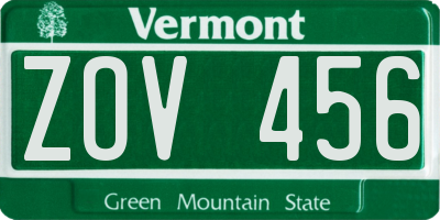 VT license plate ZOV456