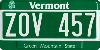 VT license plate ZOV457