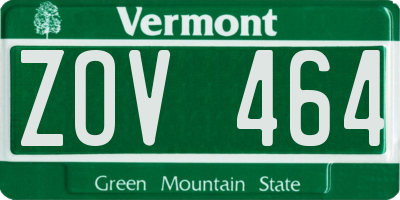 VT license plate ZOV464