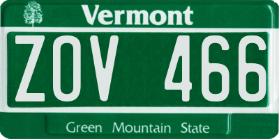 VT license plate ZOV466