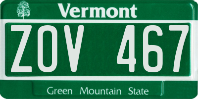 VT license plate ZOV467