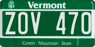 VT license plate ZOV470