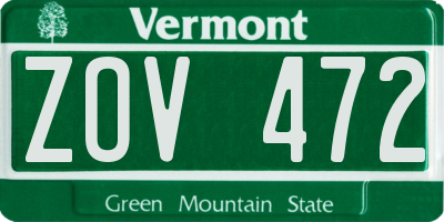 VT license plate ZOV472